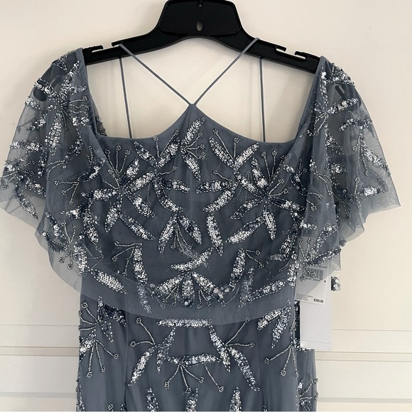 New! Aidan Mattox Blue Embellished Off-the-Shoulder Halter Gown 26753 - Picture 6 of 16